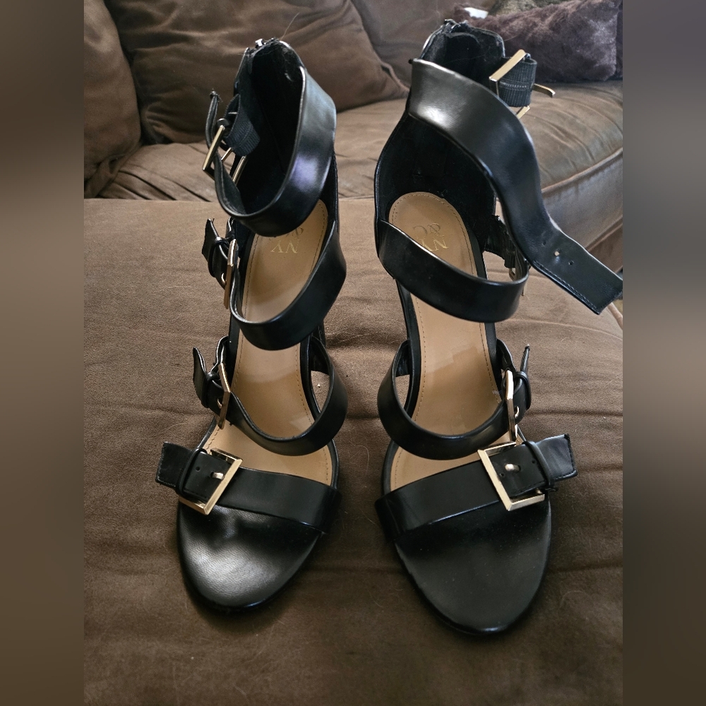 New York & Company Black Heels with Elegant Strappy‎ Design